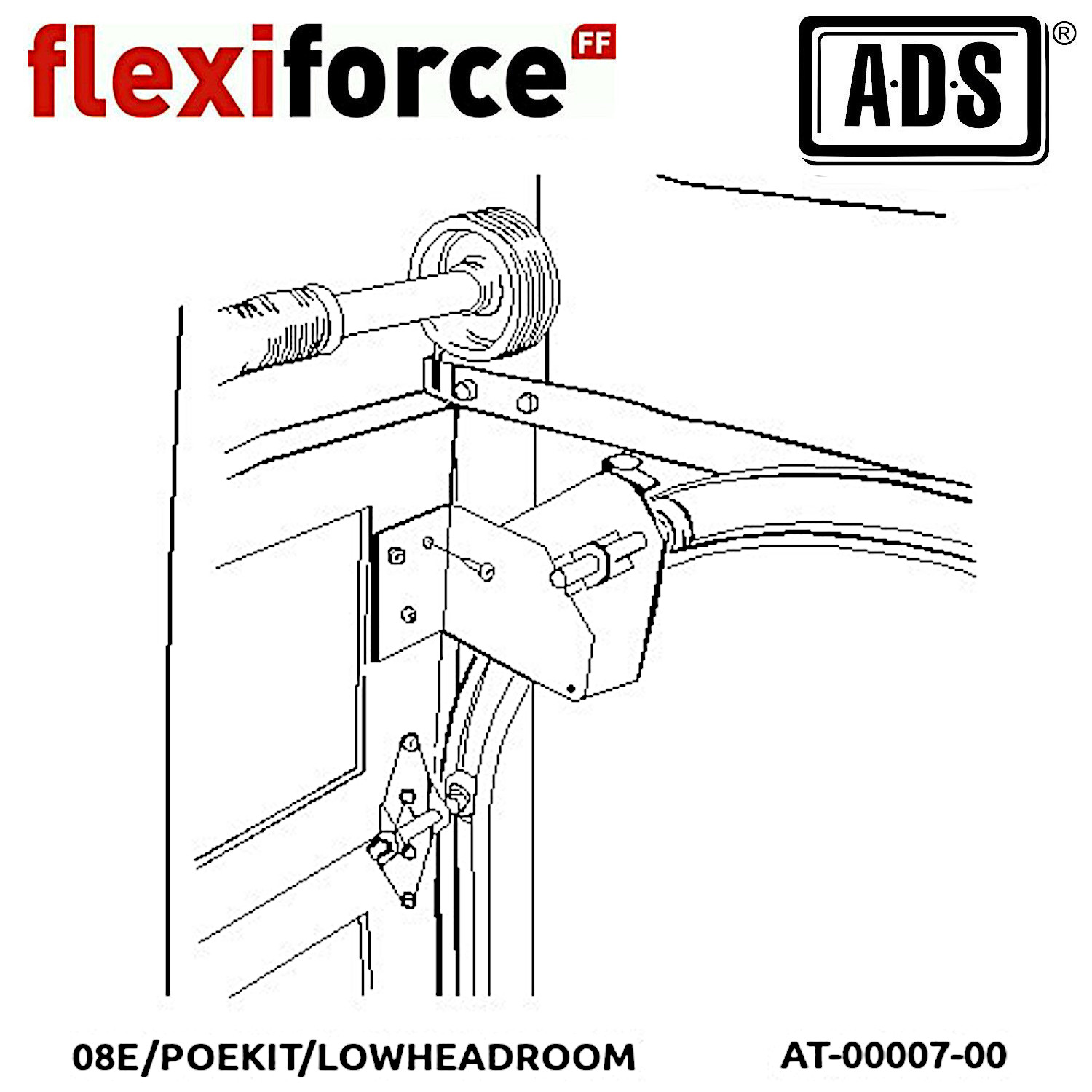 08E/POEKIT LOW.HEADROOM AT-00007-00 BISAGRA SUPERIOR PARA BAJO TECHO 20CM MARCA FLEXIFOCE